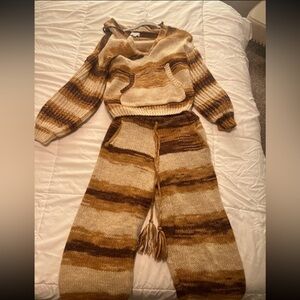 Moon River cozy striped sweater set size small